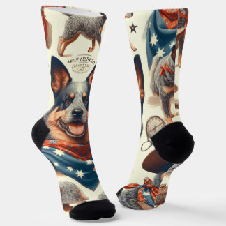 Chaussette Illustration vintage Australian Cattle Dog