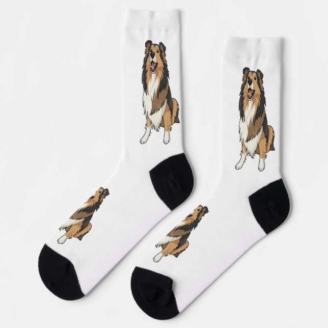 Chaussette Image de Sheltie dessin animé (Gauche)