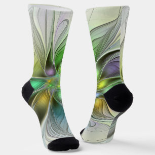 Chaussette Imaginaire coloré Fleur moderne Abstrait Fractal
