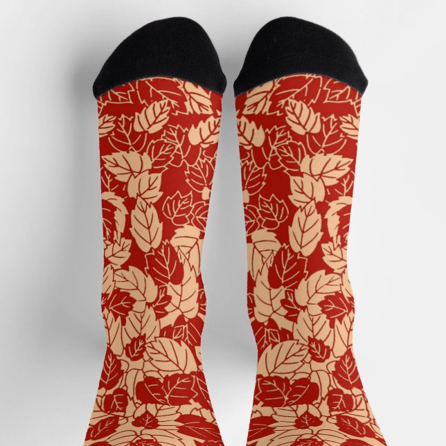 Chaussette Impression de feuille japonaise, mandarine (Haut)