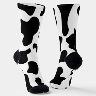 Chaussette Impression de vache noire et blanche
