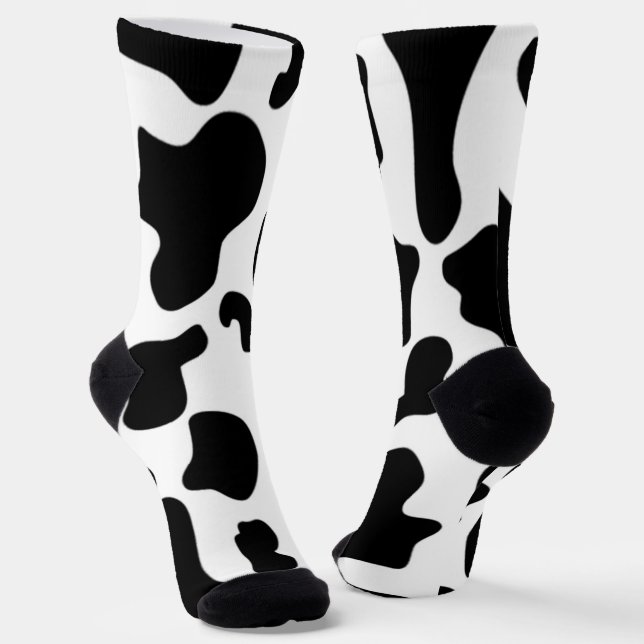 Chaussette Impression de vache noire et blanche (Angulaire)