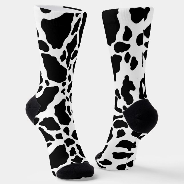 Chaussette Impression de vache noire et blanche (Angulaire)