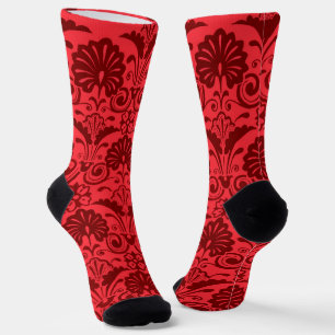 Chaussette impression de ventilateurs rouges et de fioritures