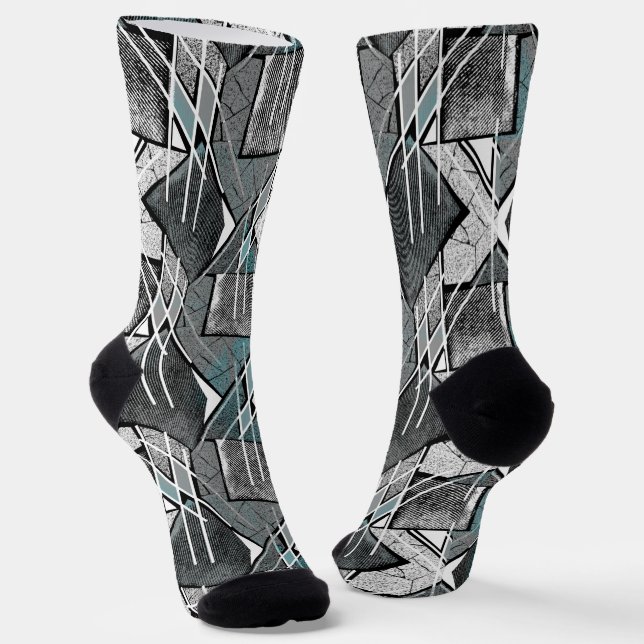 Chaussette Impression géométrique gris clair. (Angulaire)