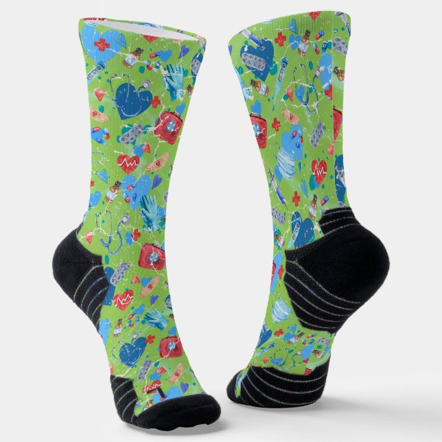 Chaussette Impression Médicale sur un Arrière - plan de pomme (Angulaire)