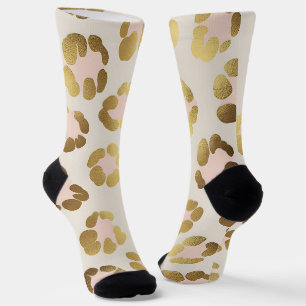Chaussette Imprimé chic léopard doré et rose pastel Animal