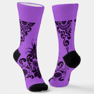 Chaussette imprimé de volutes violettes