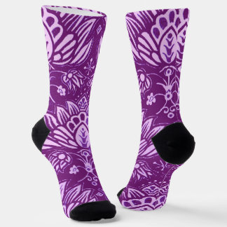 Chaussette imprimé floral stylisé violet