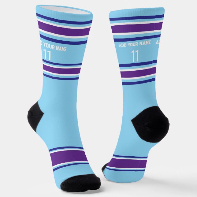 Chaussette Indego and purple Sport Jersey - Name Number Socks (Angulaire)