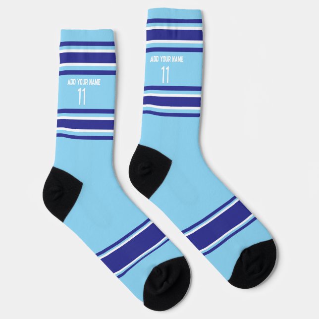 Chaussette Indego et bleu & orange - Chaussettes Nom Numéro (Droite)