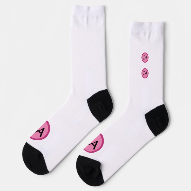 Chaussette Initiales du Monogramme rose moderne Personnalisé  (Gauche)