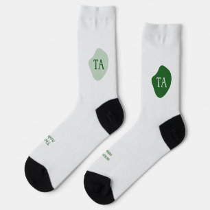 Chaussette Initiales et nom en vert sur bulle verte