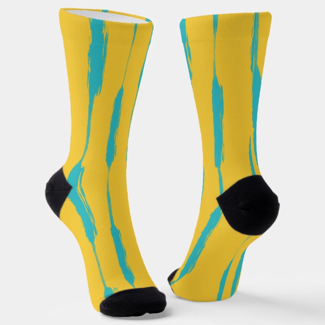 Chaussette Inked Stripes Yellow and Turquoise (Angulaire)
