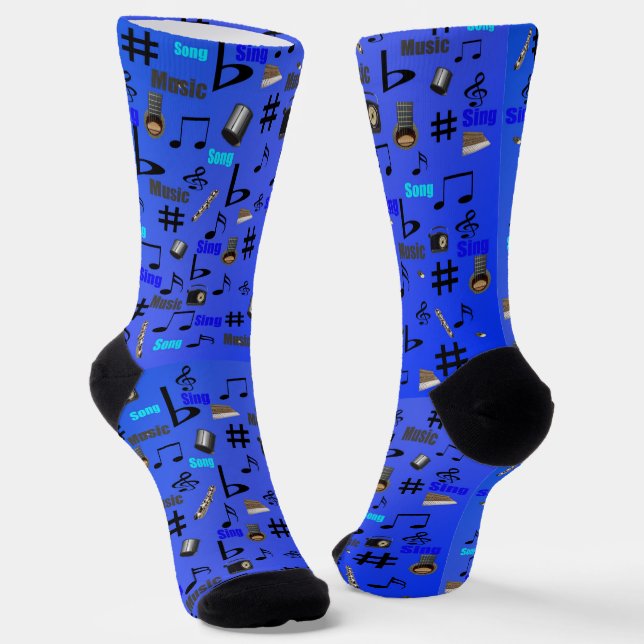 Chaussette Instrument de musique bleu, Chaussettes d'équipage (Angulaire)