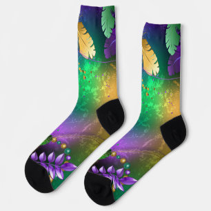 Chaussette Iridescente mardi gras arrière - plan avec perles