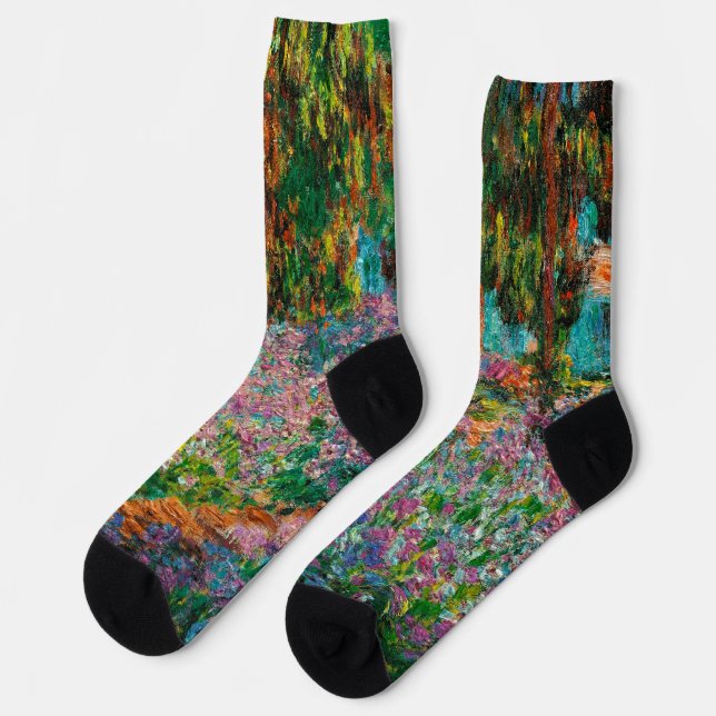 Chaussette Iris Jardin Monet Giverny fleurs (Gauche)