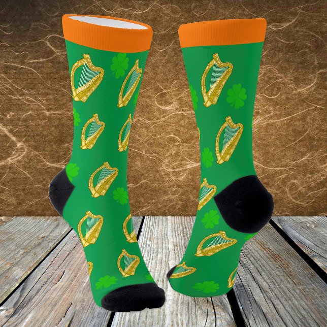 Chaussette Irlande Chaussettes, Shamrock, Harpe, Drapeau, Irl (Créateur téléchargé)