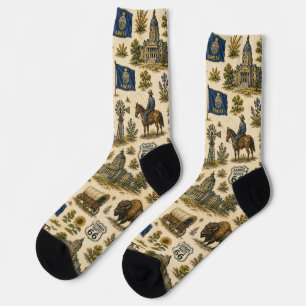 Chaussette Itinéraire Kansas 66 ambiance road trip prairie bi
