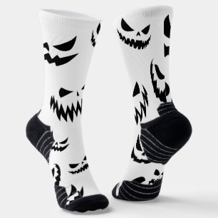 Chaussette Jack-o'-lantern face Citrouille noir et blanc