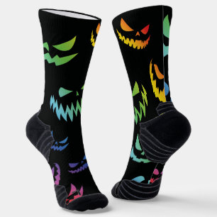 Chaussette Jack-o'-lantern face Citrouille noir et blanc