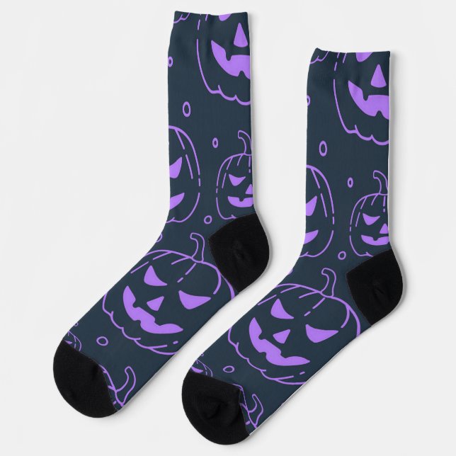 Chaussette Jack-o-lanterne violet (Gauche)