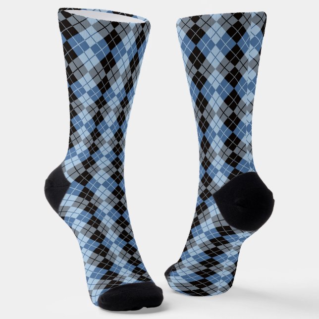 Chaussette Jacquard Bleu Et Noir (Angulaire)