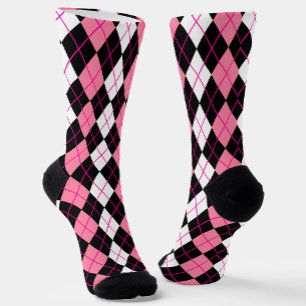 Chaussette Jacquard rose noir blanc Diamant Design