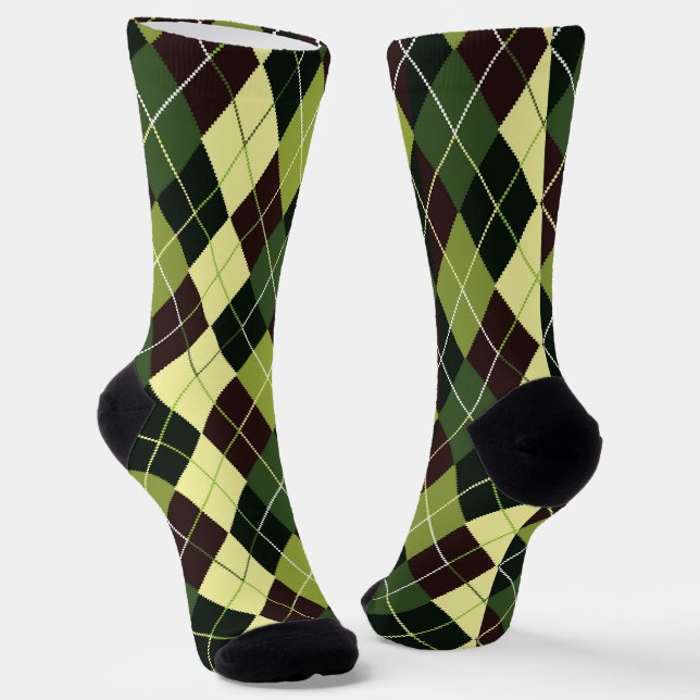 Chaussette Jacquard Vert Et Noir (Angulaire)
