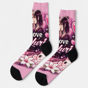 Chaussette J'adore Yuri   Esthétique Anime Filles Amoureuses 