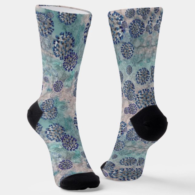 Chaussette J'ai survécu au virus abstrait bleu (Angulaire)