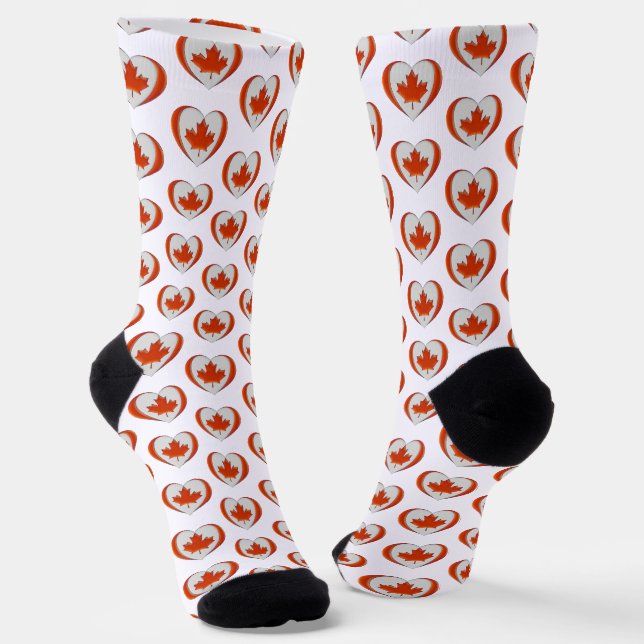 Chaussette J'aime le drapeau du coeur du Canada Feuille d'éra (Angulaire)