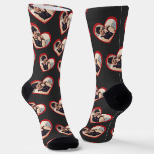 Chaussette J'aime ma petite amie en forme de coeur photo gris