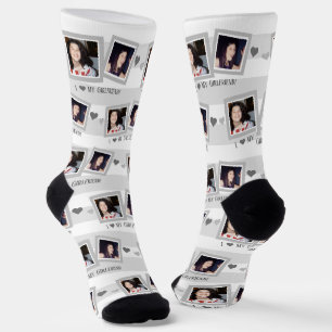 Chaussette J'Aime Ma Petite Amie Gris Deux Chaussettes Photo