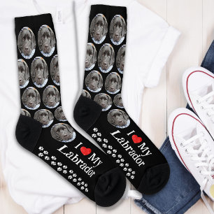 Chaussette J'aime mon Labrador Photo de chien personnalisée a