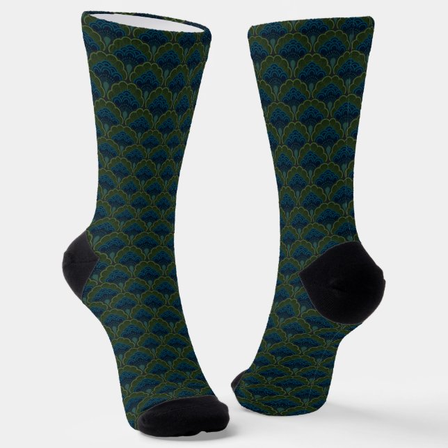 Chaussette Japanese art deco style_Deep Forest (Angulaire)