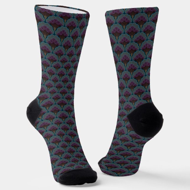 Chaussette Japanese art deco style_Midnight (Angulaire)