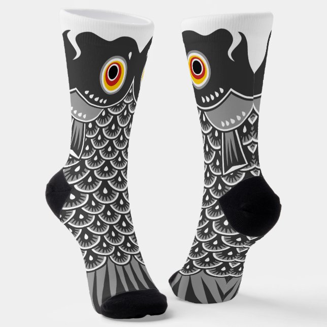 Chaussette Japanese Black Koinobori Carp Streamer (Angulaire)