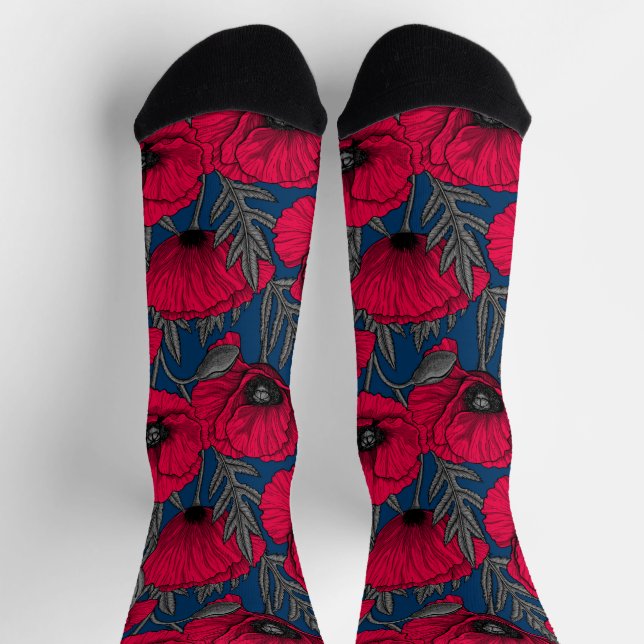 Chaussette Jardin de pavots nocturnes (Haut)