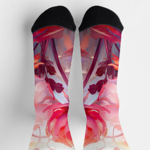 Chaussette Jardin de pivoines en fleurs à l'aquarelle de prin