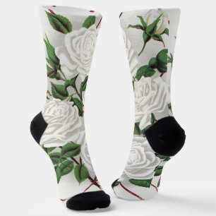 Chaussette Jardin de roses blanches grimpantes antiques victo