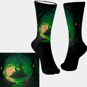 Chaussette Jardin d'Imaginaire vert sur noir