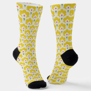 Chaussette Jardin Fleur Jaune Retro Motif