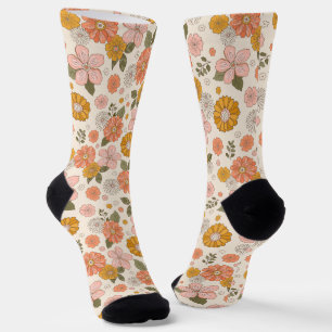 Chaussette Jardin rose et orange Motif