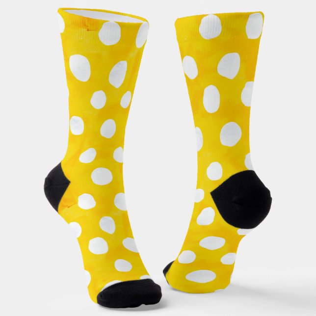 Chaussette Jaune avec Pois blancs (Angulaire)