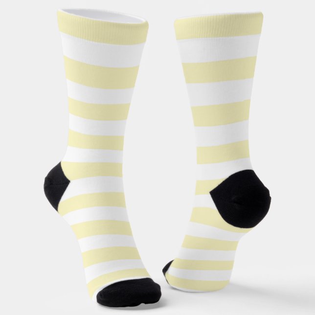 Chaussette Jaune Beurre et Rayures Blanches (Angulaire)