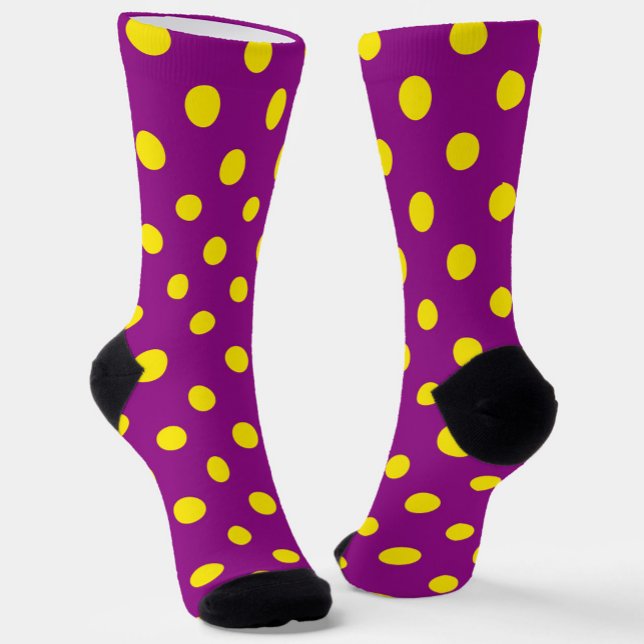 Chaussette Jaune sur violet Pois design Motif (Créateur téléchargé)