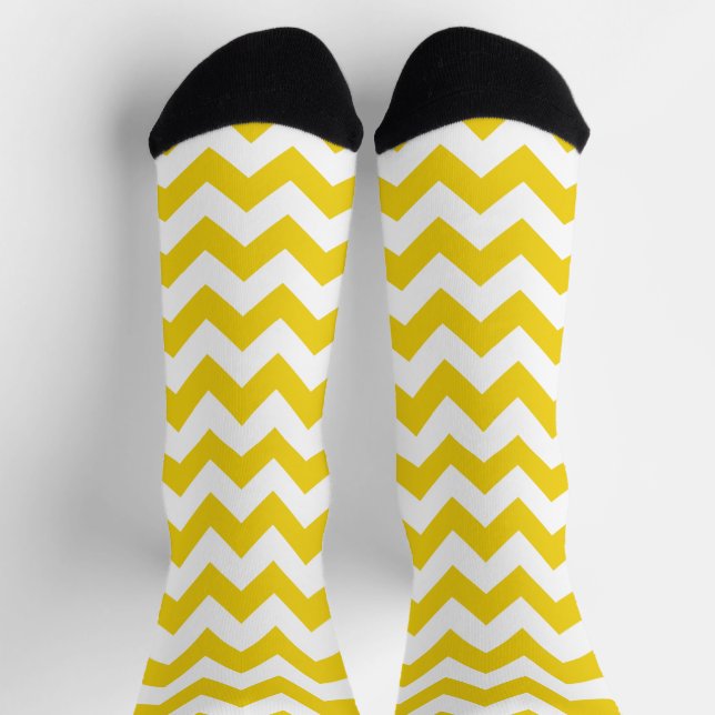 Chaussette Jaune Zigzag, Jaune Chevron, Motif géométrique (Haut)