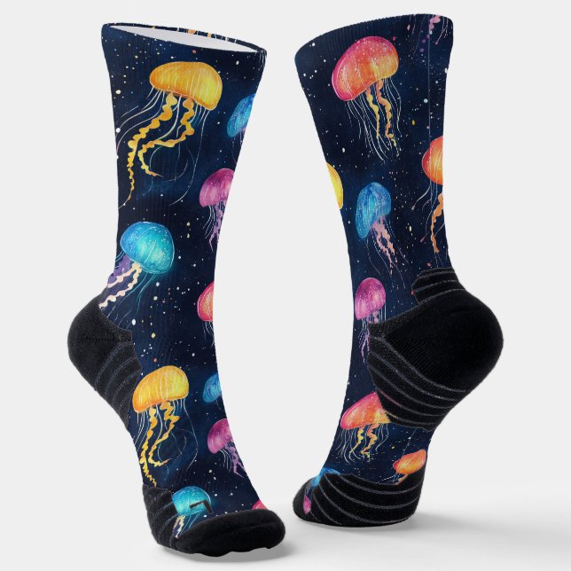 Chaussette Jellyfish Sea Medusa Chalk Dessin Motif Noir (Angulaire)