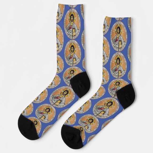 Chaussette Jésus-Christ Pantocrator Art iconographique byzant (Gauche)